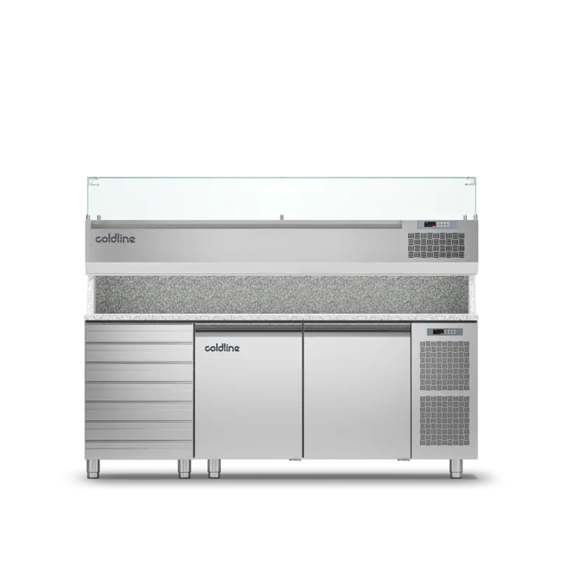 Coldline Tz13/1Mc Vp Prep Bench – 2-Door, 7-Drawer Unit With Built-In Display Case 1