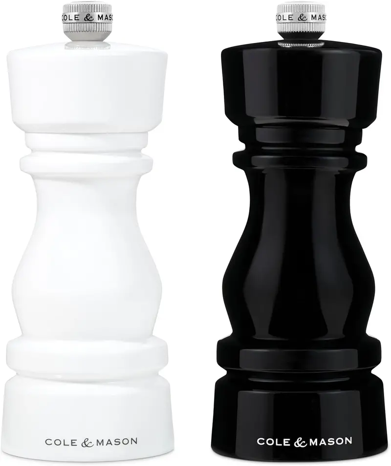 Cole & Mason London Glossy Black-And-White Salt And Pepper Mill Set 1
