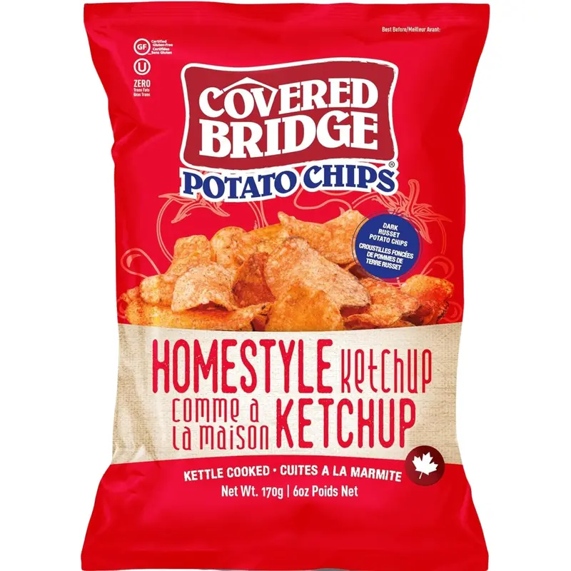 Covered Bridge Homestyle Ketchup Flavor Potato Chips – 170G 1