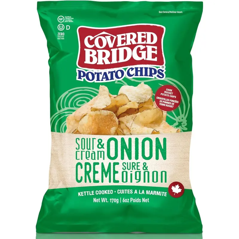 Covered Bridge Sour Cream & Onion Potato Chips – 170G 1