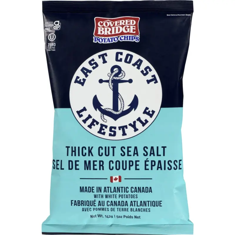 Covered Bridge Thick-Cut Sea Salt Potato Chips – 142G 1