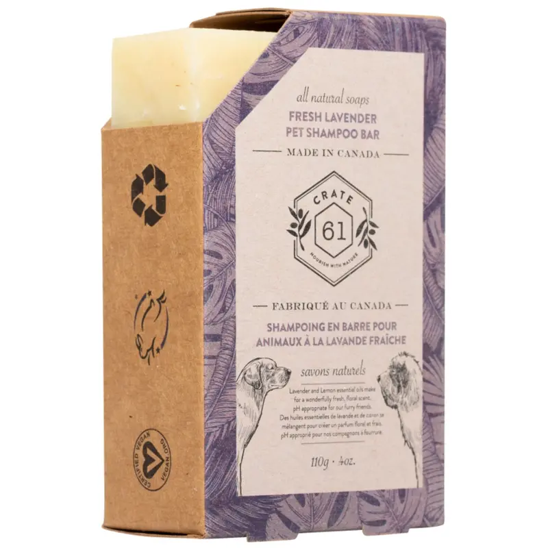 Crate 61 Lavender Pet Shampoo Bar For Dogs & Cats – 110G Natural Solid Formula 1
