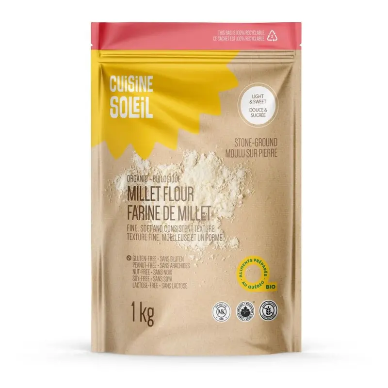 Cuisine Soleil Organic Millet Flour – Gluten-Free Baking Ingredient, 1Kg 1