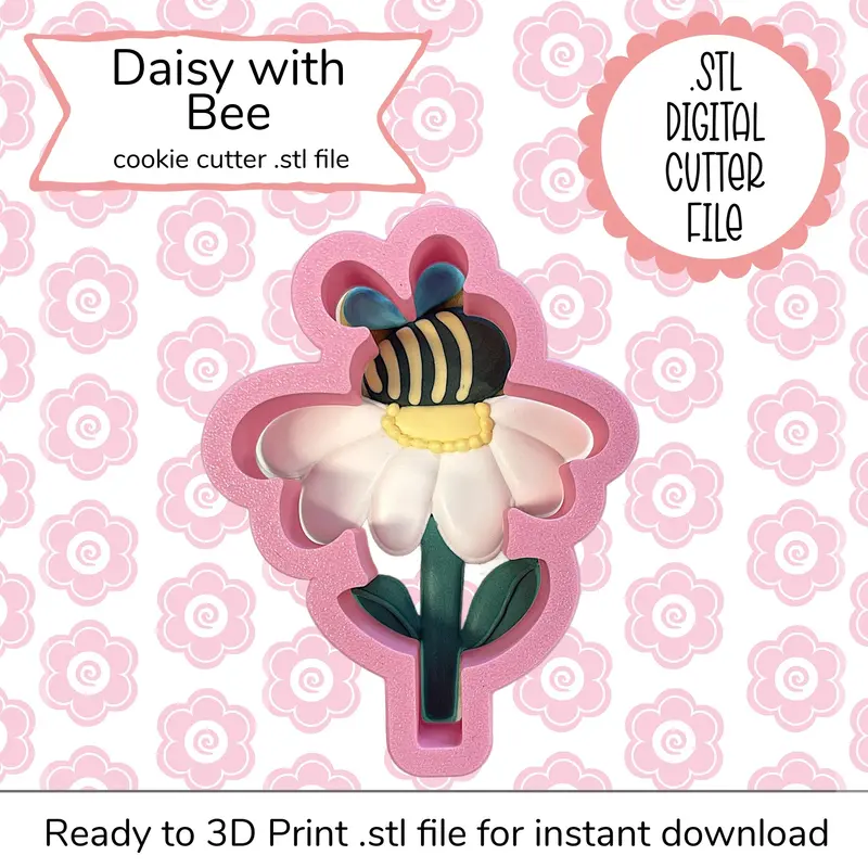 Daisy & Bee Cookie Cutter – Stl File For Spring Baking 1