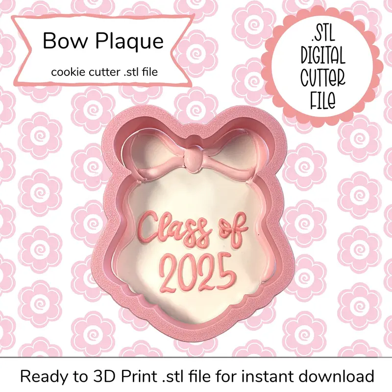 Decorative Bow Plaque Digital Cookie Cutter – Stl File 1