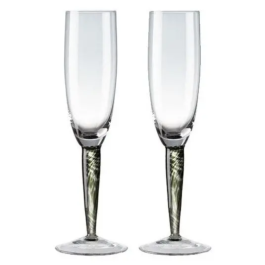 Denby Classic Black Jet Champagne Flutes – Set Of 2 Elegant Stemmed Glasses 1