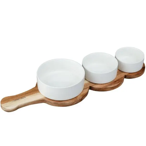 Denby James Martin Four-Piece Wooden Bowl And Paddle Set 1