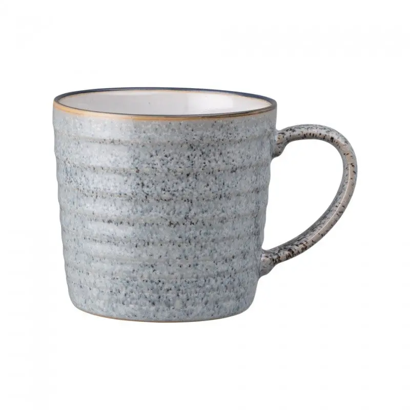 Denby Studio Grey Ridged Ceramic Mug – Textured Handle Design 1
