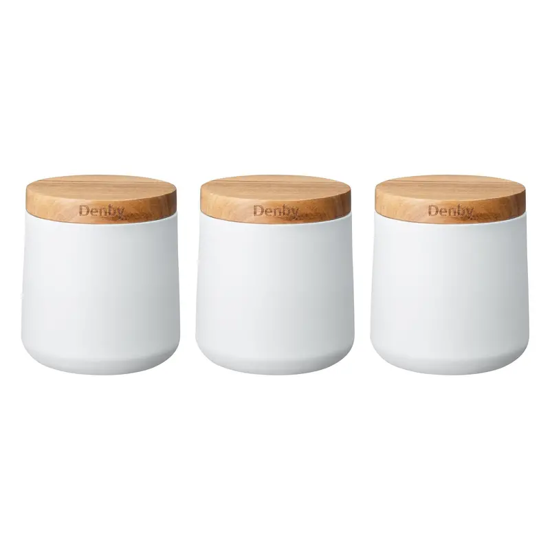 Denby White Ceramic Storage Canister Set (3-Piece) 1