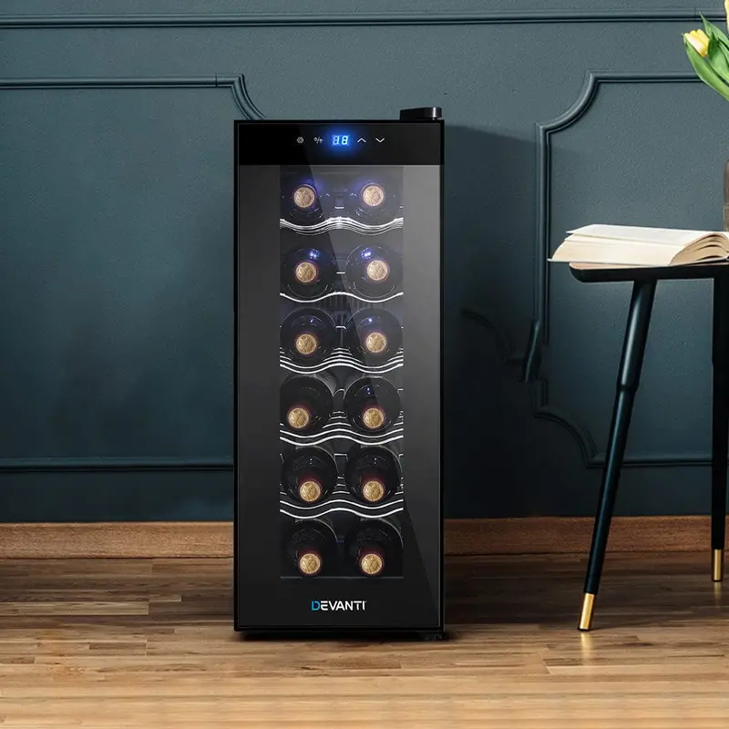 Devanti 12-Bottle Wine Cooler Refrigerator – Dual-Zone Temperature Control 1