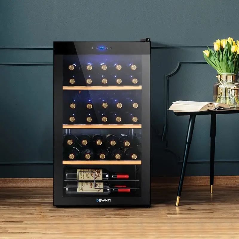 Devanti 34-Bottle Dual-Zone Wine Cooler Fridge 1