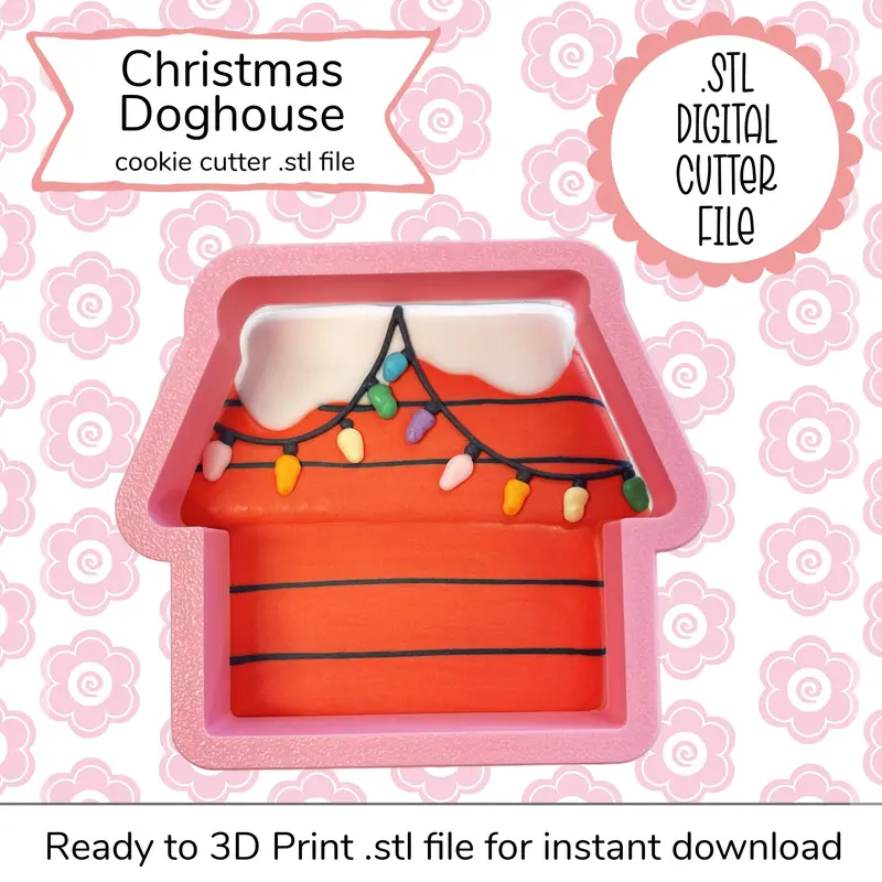 Doghouse Cookie Cutter Stl – Holiday-Themed 3D Digital Template 1