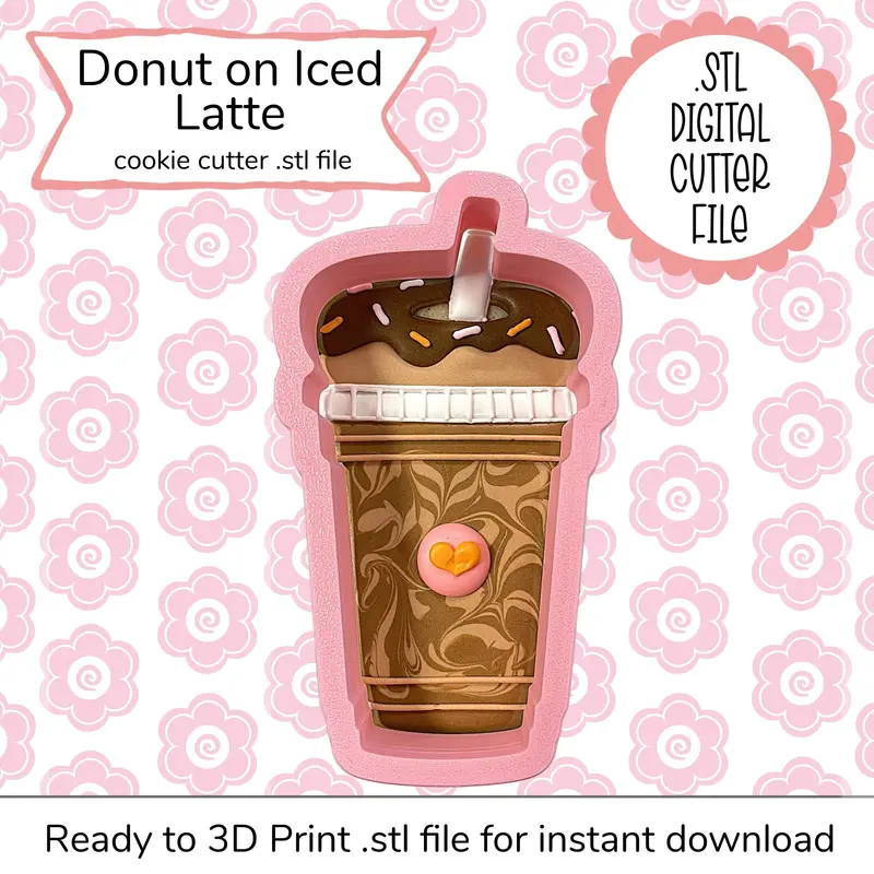 Donut On Iced Latte Cookie Cutter Stl 1