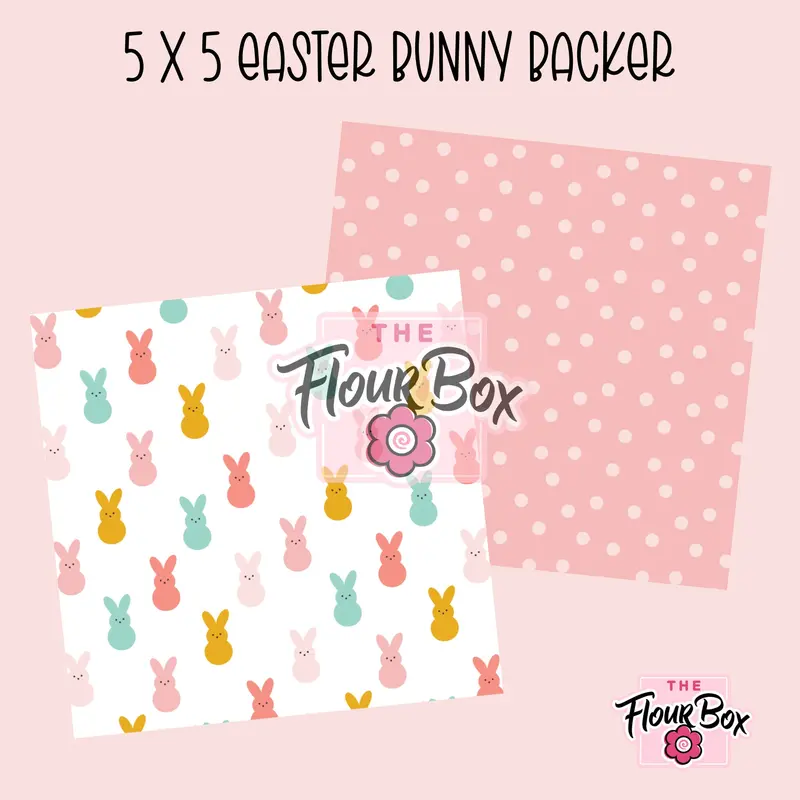 Easter Bunny Cookie Box Backer – 5" × 5" Square – 25 Pcs 1