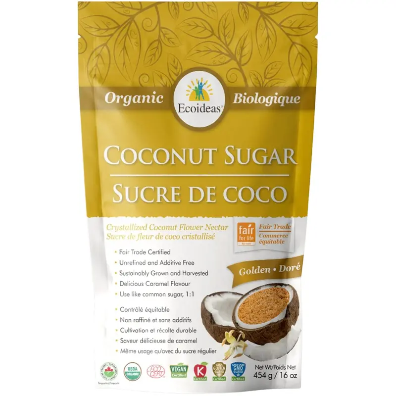 Ecoideas Organic Coconut Sugar – Unrefined Sweetener (454G) 1