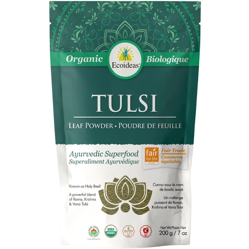 Ecoideas Organic Tulsi (Holy Basil) Leaf Powder – Premium Quality, 200G 1