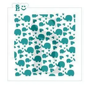 Elephant Pattern Background Stencil For Cookies 1
