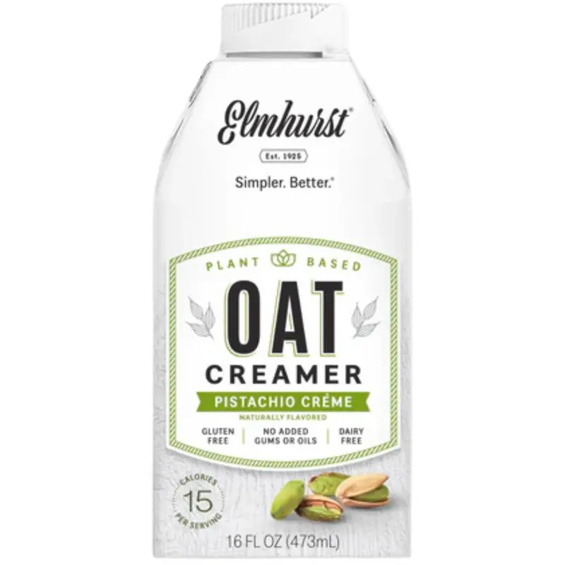 Elmhurst Pistachio Crème Oat Creamer – Rich, Plant-Based Milk Alternative (473Ml) 1