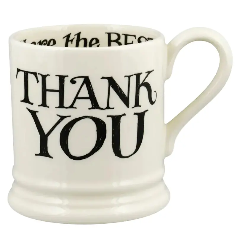 Emma Bridgewater 'Black Toast Thank You' Ceramic Mug – 1/2 Pint 1