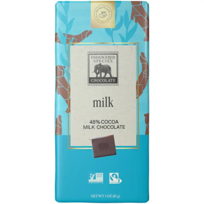 Endangered Species Creamy Milk Chocolate Bar – 48% Cocoa, 85G 1