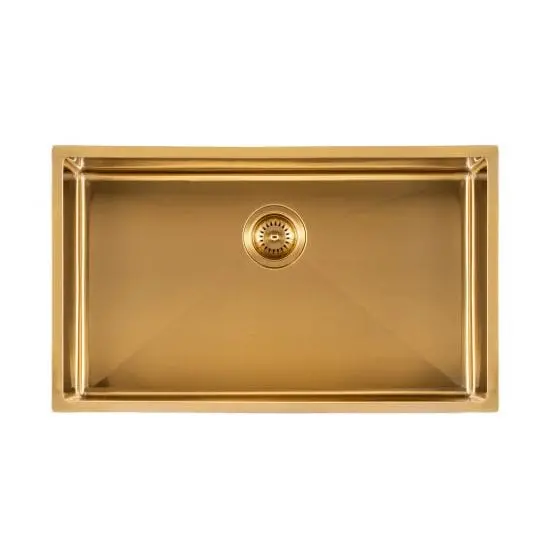 Extra-Wide Brushed Brass Undermount Sink – 762 Mm Single Bowl 1