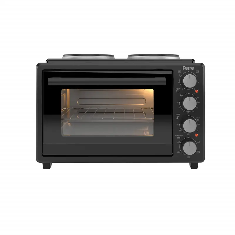 Ferre 2550X-Hp 25L Black Turbo Mini Oven With Dual Cooking Plates 1