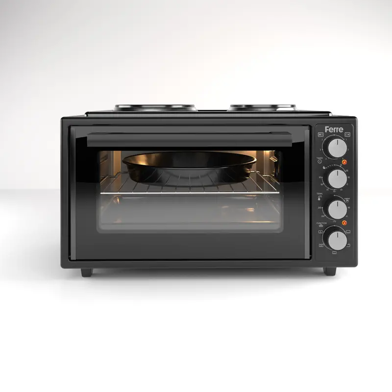 Ferre 4550X-Hp 45L Black Turbo Mini Oven With Dual Cooking Plates 1