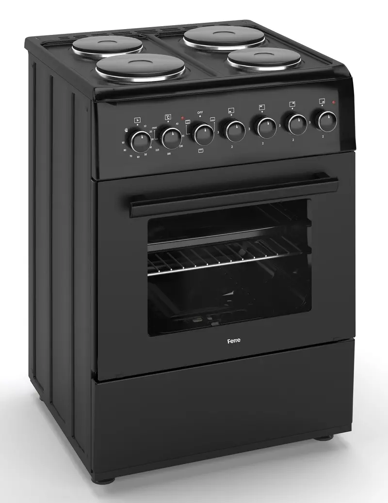 Ferre F6Tx04E3-Bl 60Cm Freestanding Electric Cooker – Sleek Black Design 1