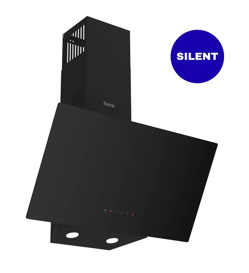 Ferre H601T-Inv-Bl 60Cm Silentart Chimney Hood – Single-Glass Design With Touch Controls – Black 1