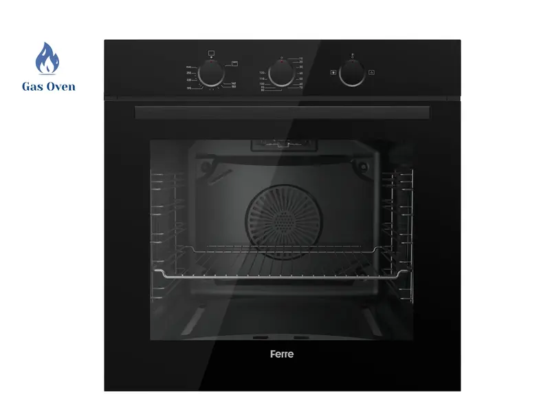 Ferre Qgdmd 77Dt1 Cs 60Cm Built-In Gas Single Oven – 69L, Fan + Grill Functions – Black 1