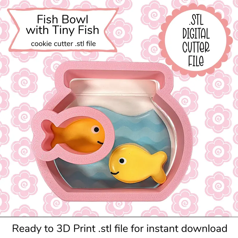 Fishbowl With Goldfish Cookie Cutter Collection – Digital Stl Files 1