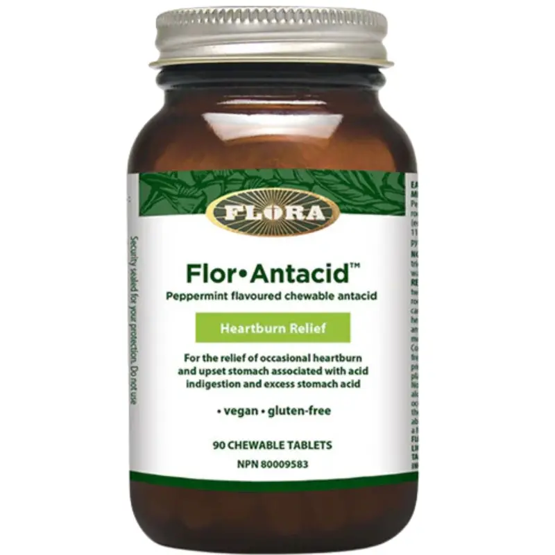 Flora Antacid Heartburn Relief Tablets – Fast-Acting Calcium Carbonate (90 Count) 1