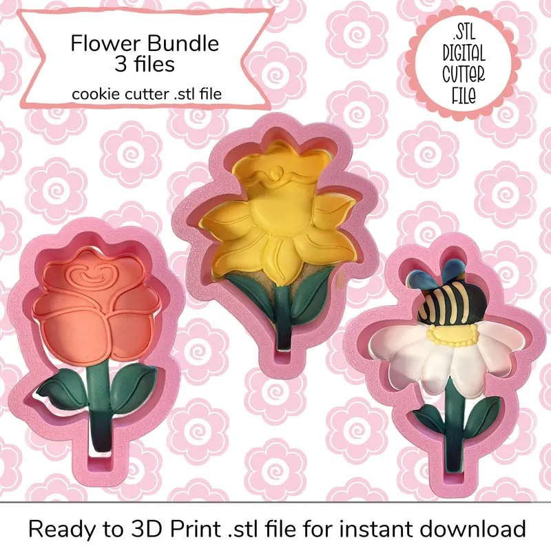 Flower-Themed Cookie Cutter Bundle – Stl File Collection 1