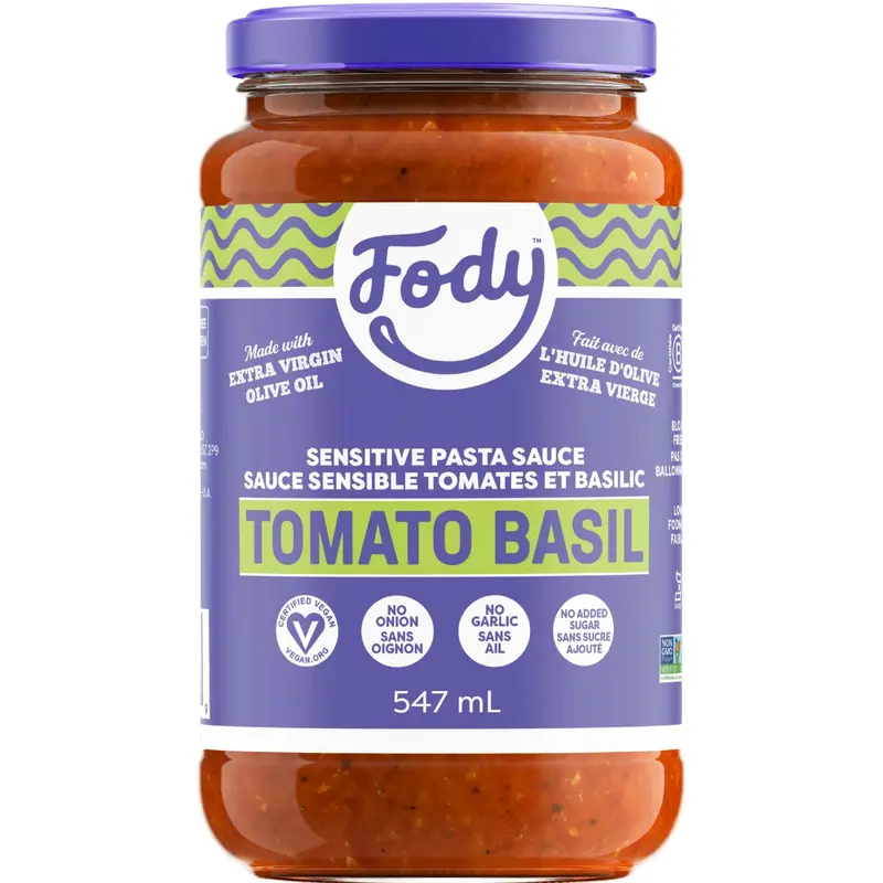 Fody Foods Low-Fodmap Tomato Basil Pasta Sauce – 547Ml Fresh Herb-Infused Option 1
