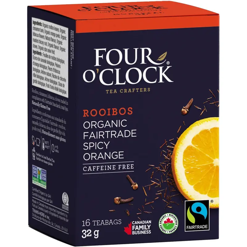 Four O’Clock Organic Fair Trade Spicy Orange Rooibos Tea – 16 Tea Bags 1