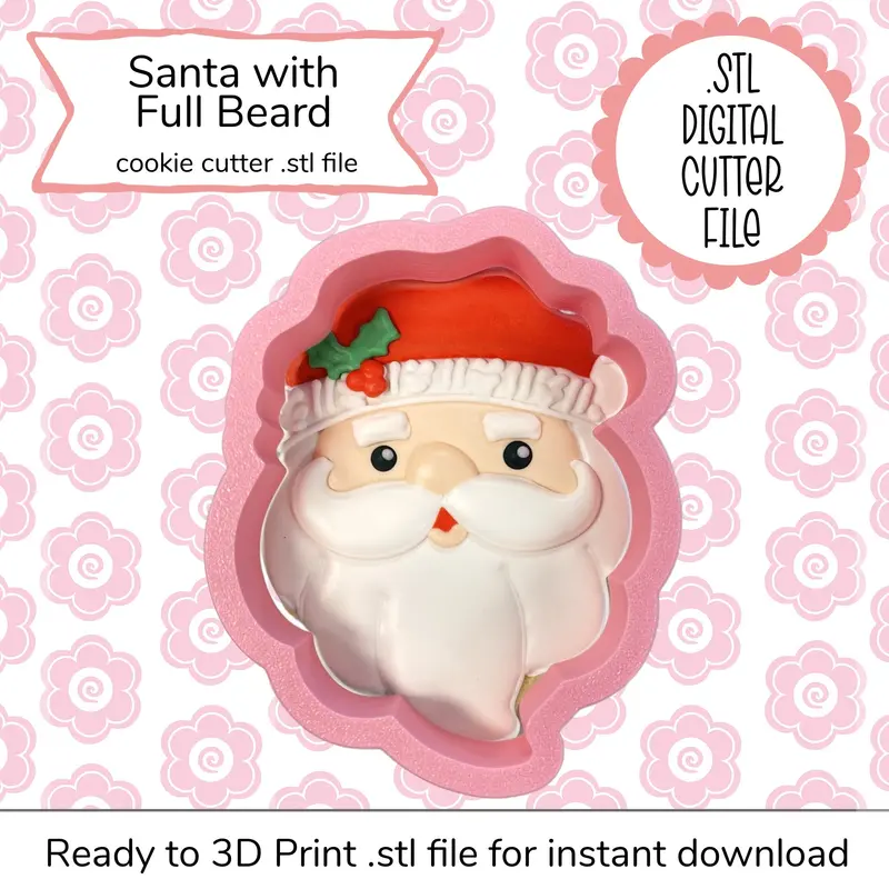 Full-Beard Santa Cookie Cutter Stl Digital File 1