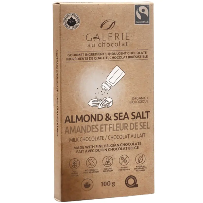 Galerie Au Chocolat Fair Trade Milk Chocolate With Almonds & Sea Salt – 100 G 1