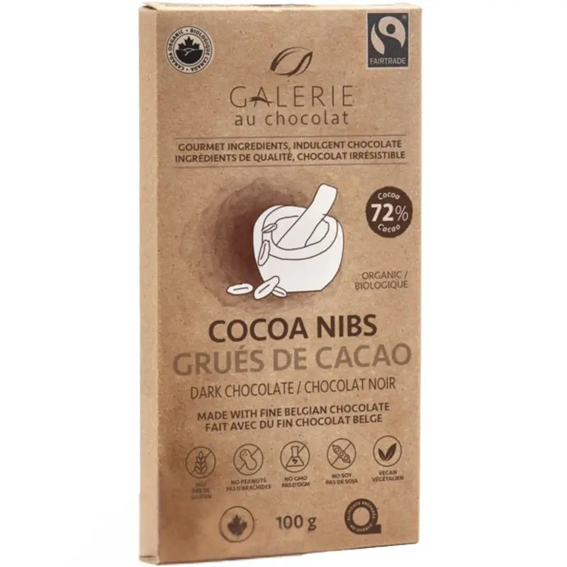 Galerie Au Chocolat Fairtrade Dark Chocolate Cocoa Nibs – 100 G Crunchy, Antioxidant-Rich Snack 1