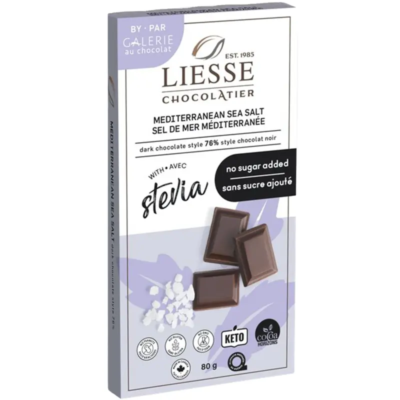 Galerie Au Chocolat Mediterranean Sea Salt Dark Chocolate – 80 G Artisanal, Low-Sugar Bar 1