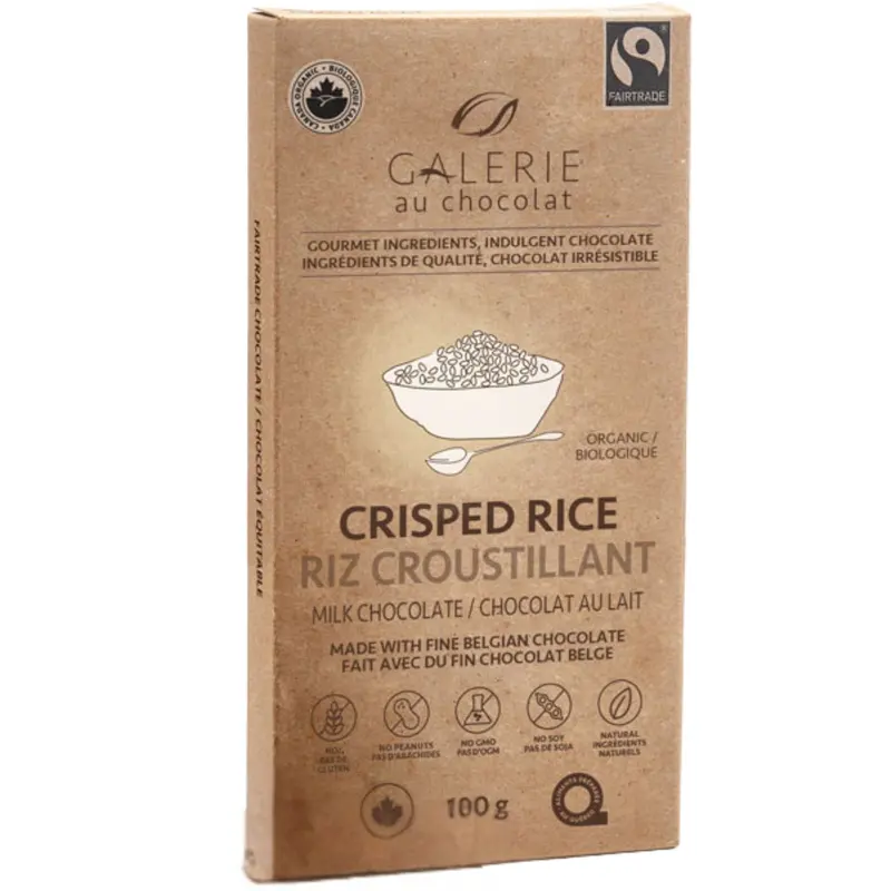 Galerie Au Chocolat Milk Chocolate Crisped Rice Bar – 100 G Crunchy, Fairtrade Delight 1