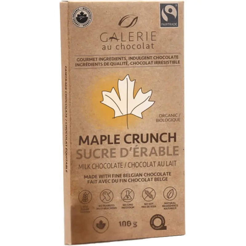Galerie Au Chocolat Milk Chocolate Maple Crunch – Fair Trade, 100G 1
