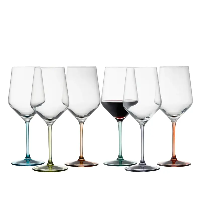 Galway Crystal Chroma Red Wine Glass Set – Party Pack Of 6 Elegant Stemware 1