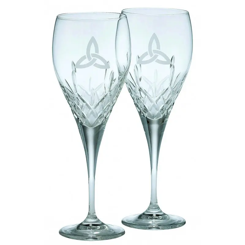 Galway Crystal Trinity Knot White Wine Glasses – Pair 1