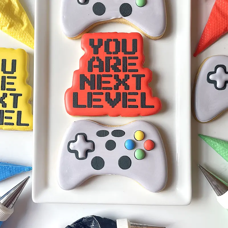 Gamer-Inspired Cookie Cutter & Stencil Bundle (2 Cutters + 2 Stencils) 1