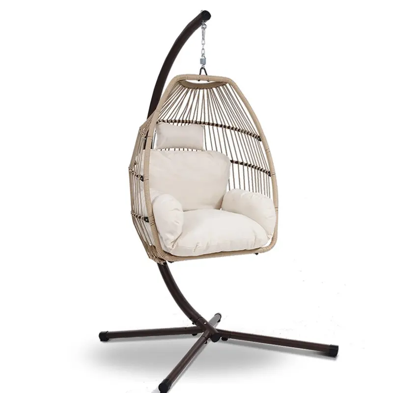 Gardeon Hanging Wicker Egg Chair – Outdoor Swing With Steel Support & Cushion 1