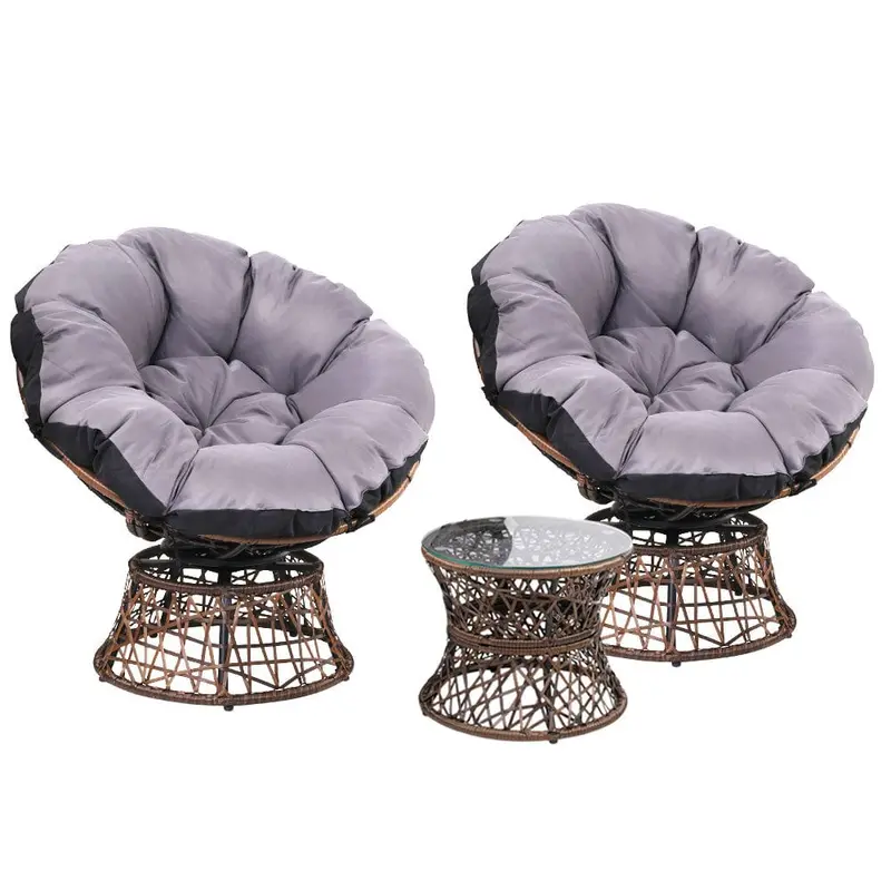 Gardeon Papasan-Style Outdoor Lounge Set – Brown Wicker 1