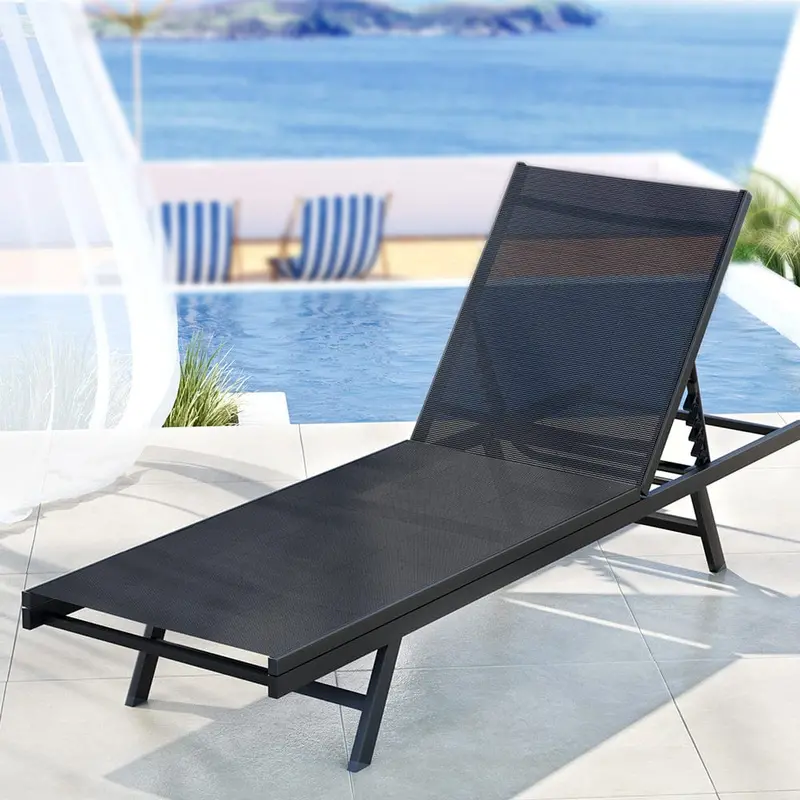 Gardeon Steel Outdoor Sun Lounger – Black Beach Or Patio Chair 1