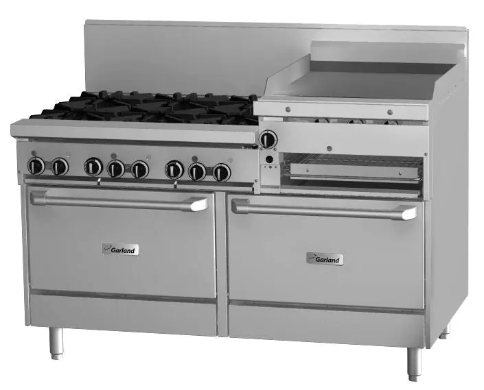Garland Gf60-6R24Rr 1500 Mm Combination Range – 6 Burners, 2 Ovens, Raised Griddle/Broiler 1
