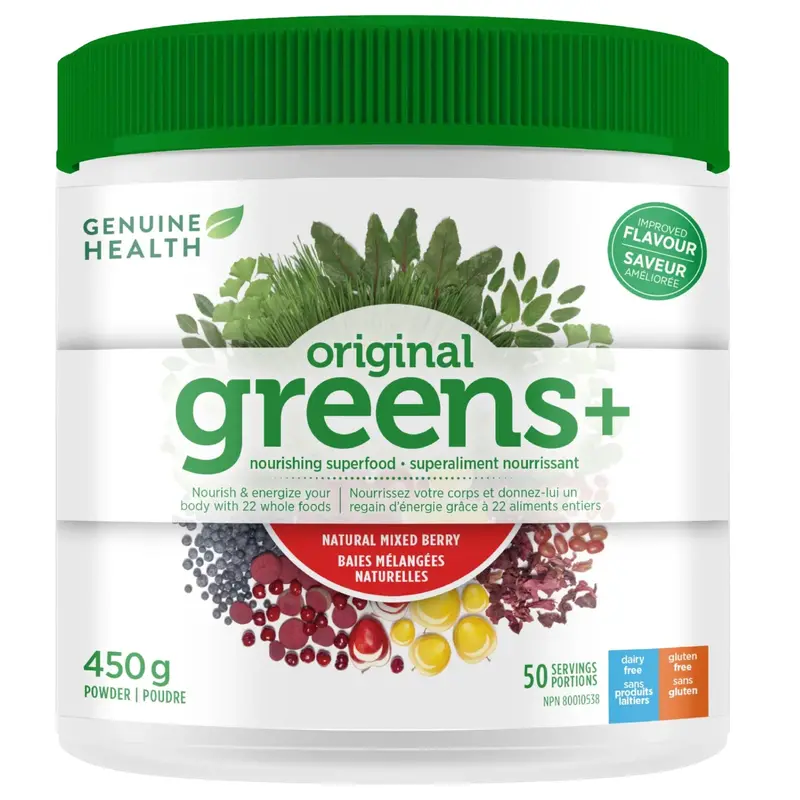 Genuine Health Greens+ Original Powder – Mixed Berry Flavor (450 G) 1