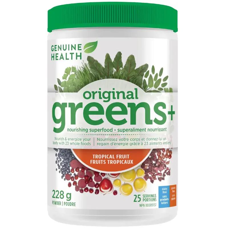 Genuine Health Greens+ Original Tropical Fruit Superfood Powder – 228G (25 Servings) 1